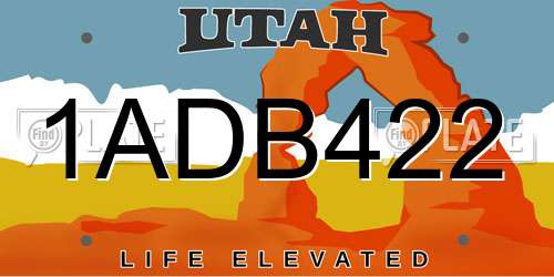1ADB422 Utah License Plate