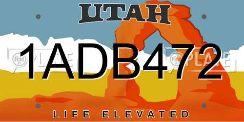 1ADB472 Utah License Plate