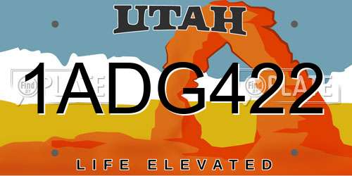 1ADG422 Utah License Plate
