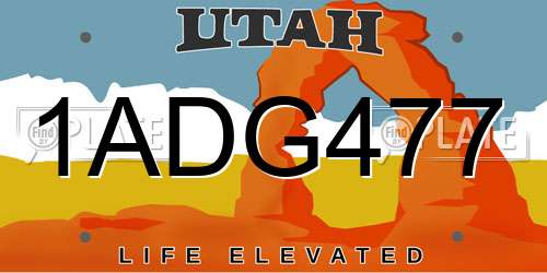 1ADG477 Utah License Plate