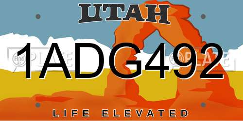 1ADG492 Utah License Plate