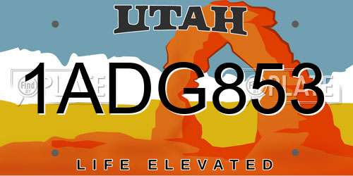 1ADG853 Utah License Plate