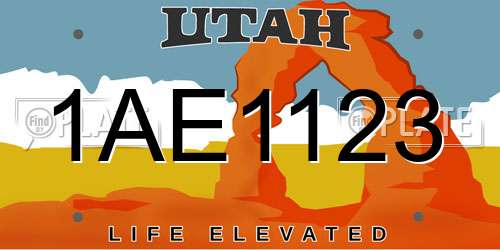 1AE1123 Utah License Plate