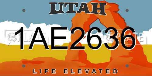 1AE2636 Utah License Plate