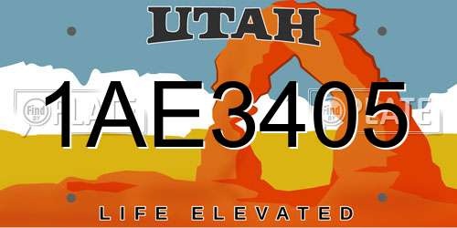 1AE3405 Utah License Plate