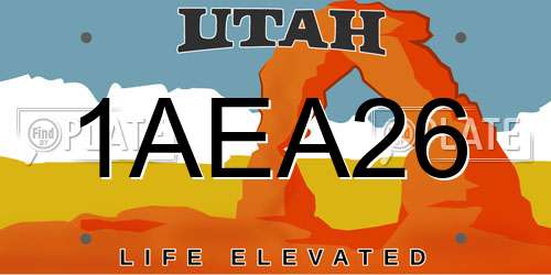 1AEA26 Utah License Plate