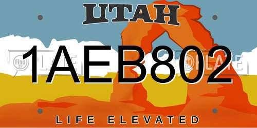 1AEB802 Utah License Plate