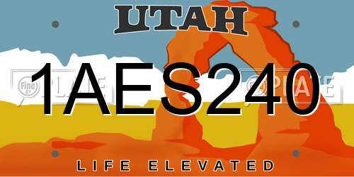 1AES240 Utah License Plate