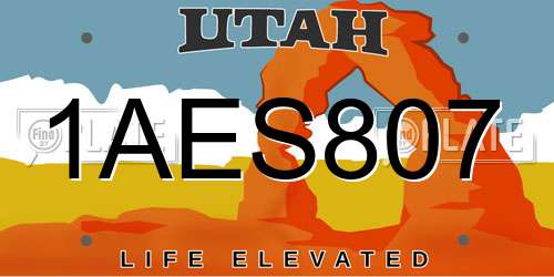 1AES807 Utah License Plate