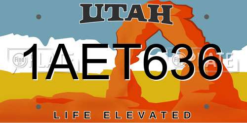 1AET636 Utah License Plate