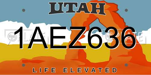 1AEZ636 Utah License Plate