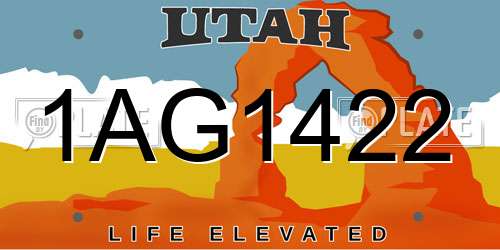 1AG1422 Utah License Plate
