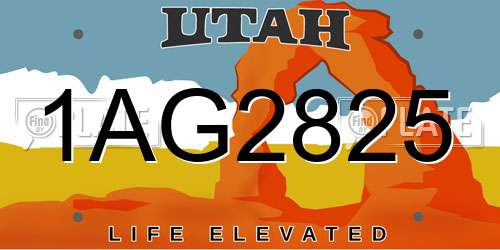 1AG2825 Utah License Plate