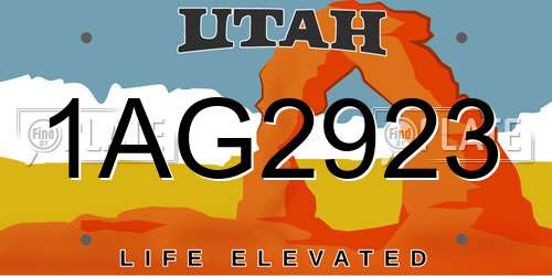 1AG2923 Utah License Plate
