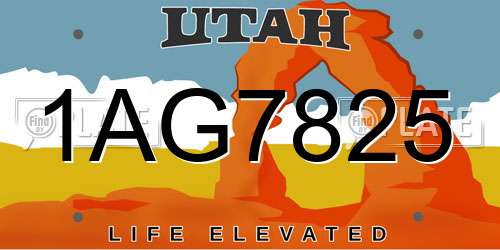 1AG7825 Utah License Plate