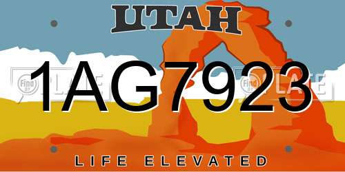 1AG7923 Utah License Plate