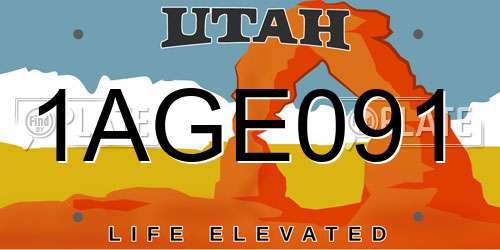 1AGE091 Utah License Plate