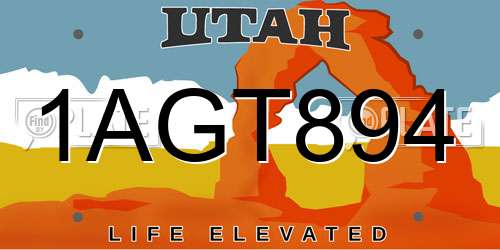 1AGT894 Utah License Plate