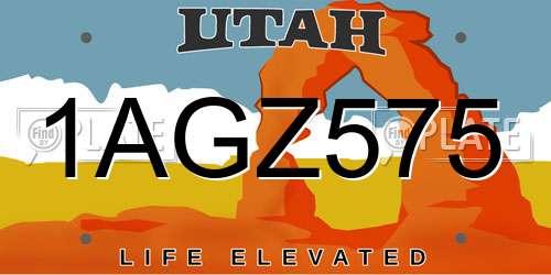 1AGZ575 Utah License Plate
