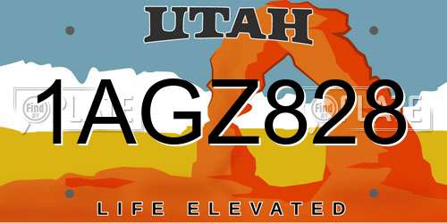 1AGZ828 Utah License Plate
