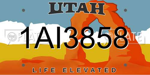 1AI3858 Utah License Plate