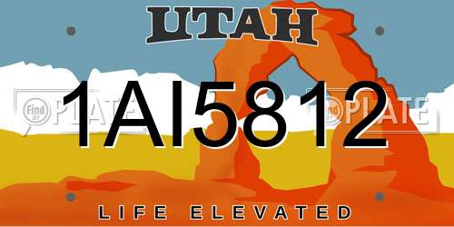 1AI5812 Utah License Plate