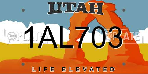 1AL703 Utah License Plate
