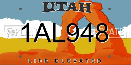 1AL948 Utah License Plate