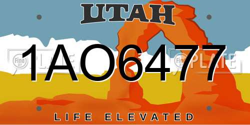 1AO6477 Utah License Plate