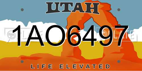 1AO6497 Utah License Plate