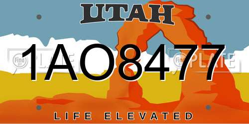 1AO8477 Utah License Plate