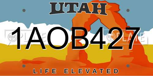 1AOB427 Utah License Plate