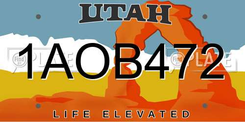 1AOB472 Utah License Plate