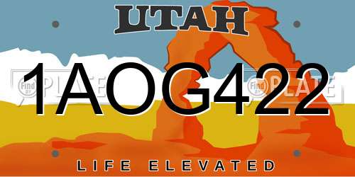 1AOG422 Utah License Plate