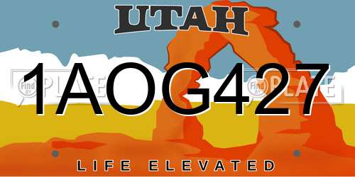 1AOG427 Utah License Plate