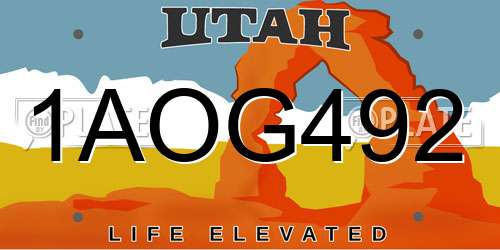 1AOG492 Utah License Plate