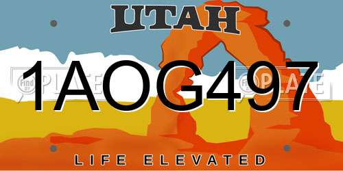 1AOG497 Utah License Plate