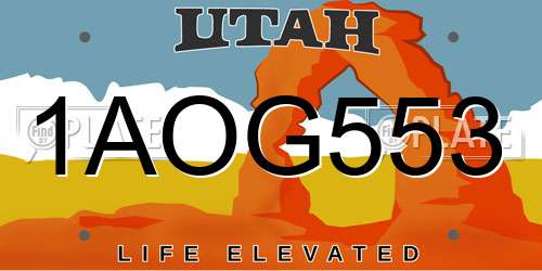 1AOG553 Utah License Plate