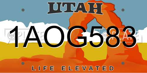 1AOG583 Utah License Plate