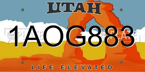 1AOG883 Utah License Plate