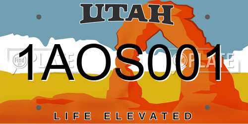 1AOS001 Utah License Plate