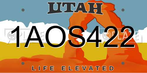 1AOS422 Utah License Plate