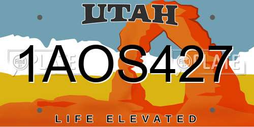 1AOS427 Utah License Plate