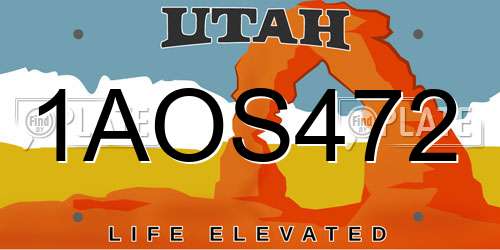 1AOS472 Utah License Plate