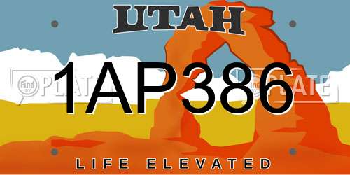 1AP386 Utah License Plate