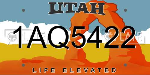 1AQ5422 Utah License Plate