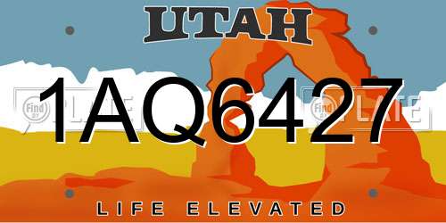 1AQ6427 Utah License Plate