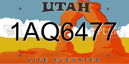 1AQ6477 Utah License Plate