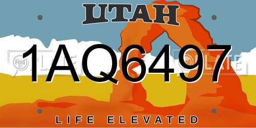 1AQ6497 Utah License Plate