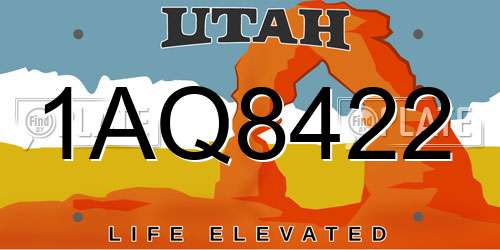 1AQ8422 Utah License Plate